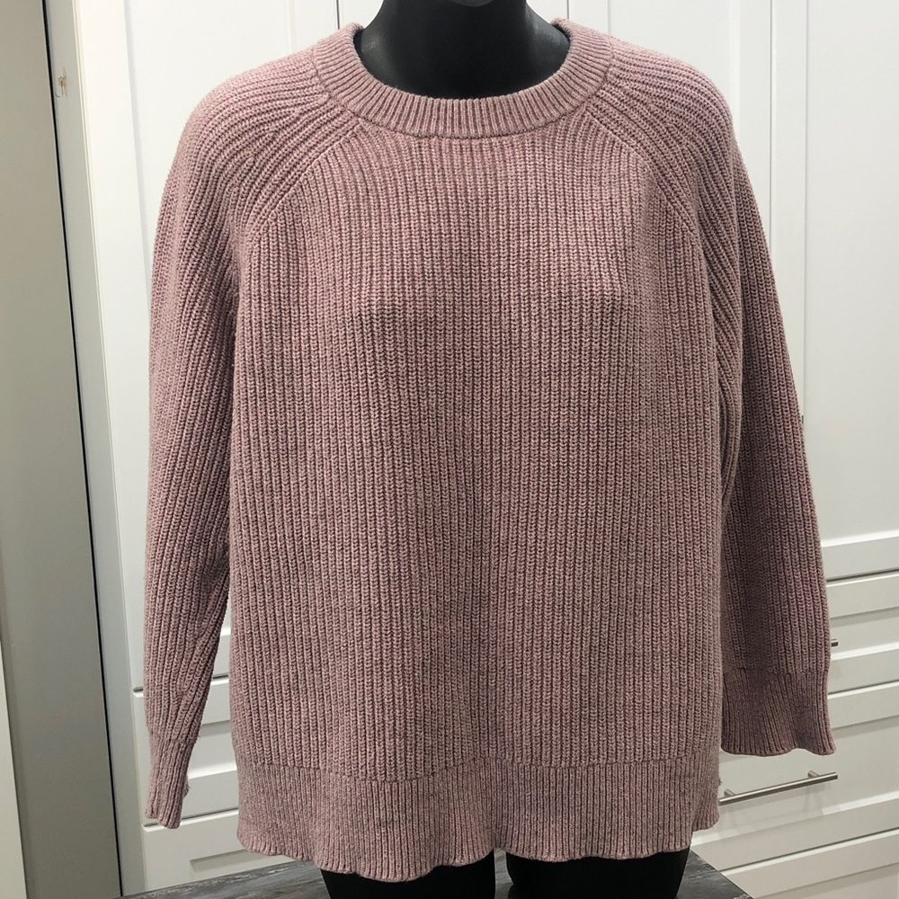 Roots Cable Knit Sweater – Women’s Medium – 100% Cotton – Dusty Mauve